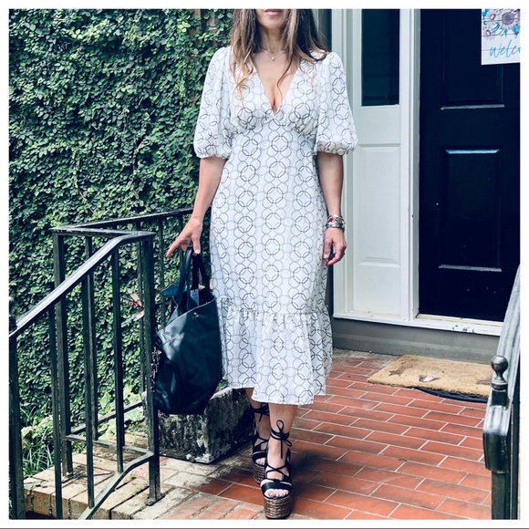 Boho Half Sleeve Geometric Print Prairie Dress - Picture 3 of 8